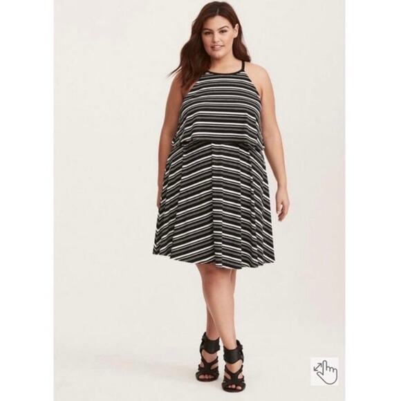 Torrid Black&White Stripe Jersey Twofer Tank Dress Sz.2 - Picture 1 of 13